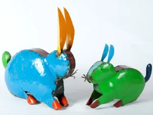 Pair of Rabbits Sm. & Lg. decorative plants  