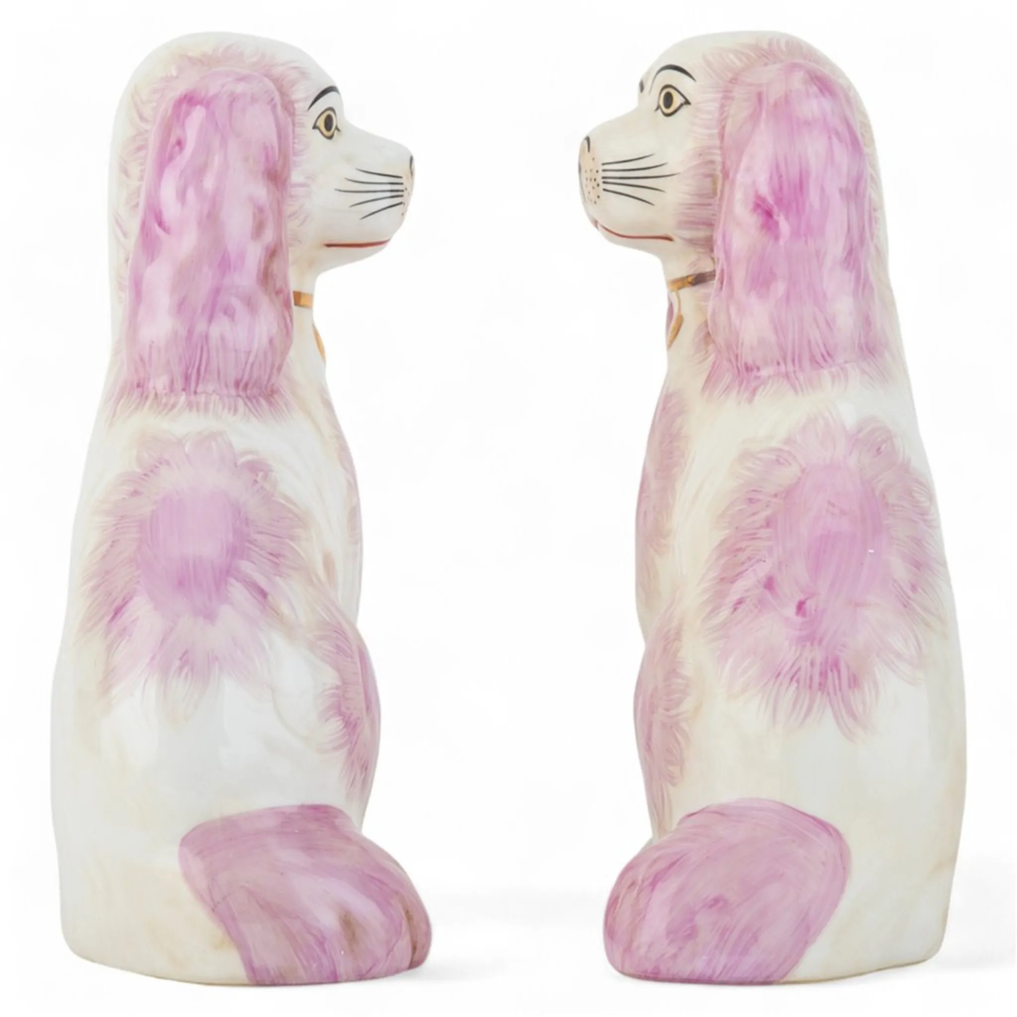 Pair of Staffordshire Dog Figurines in Pink