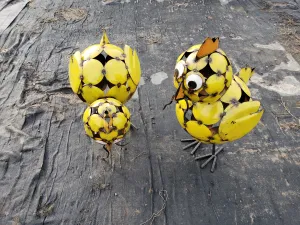 Pair of yellow chicks decorative plants  