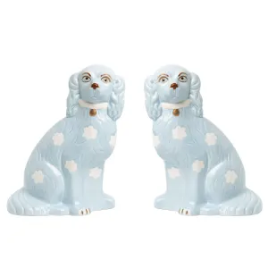 Pale Blue Staffordshire Dogs dried flowers  