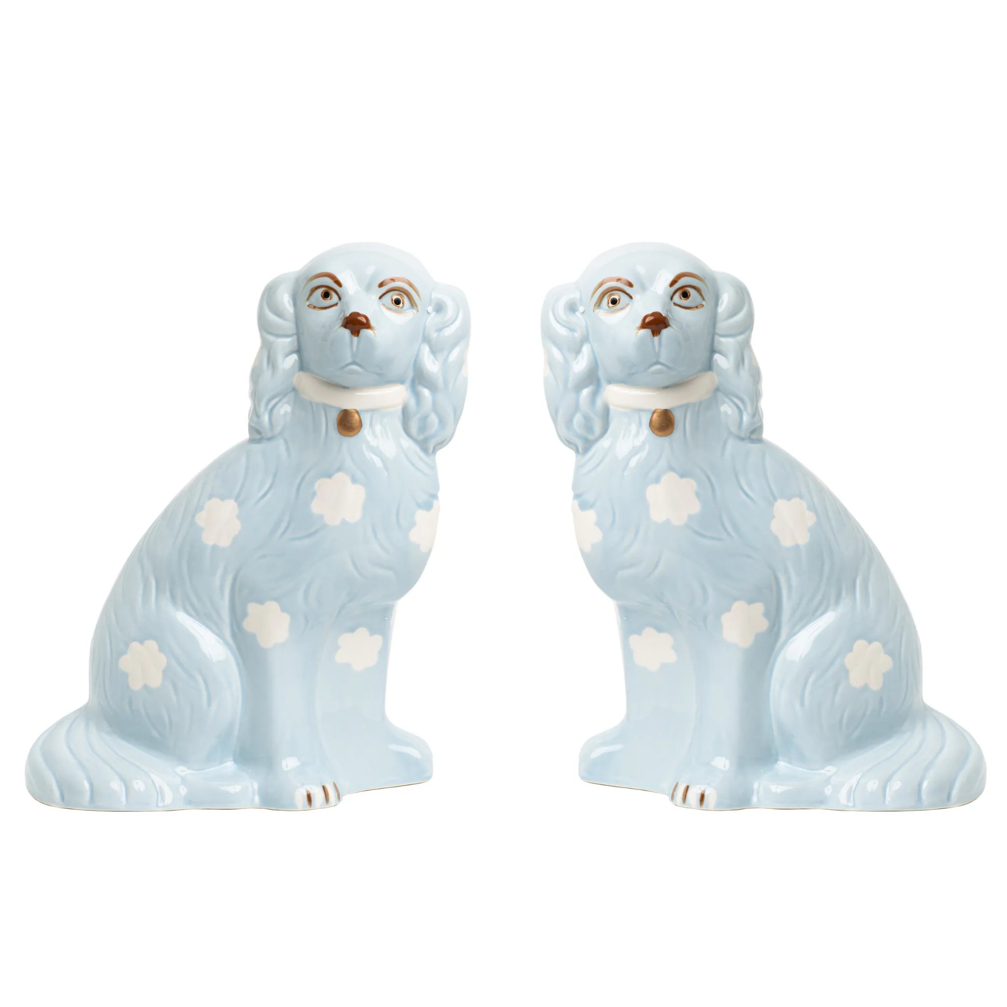 Pale Blue Staffordshire Dogs dried flowers  