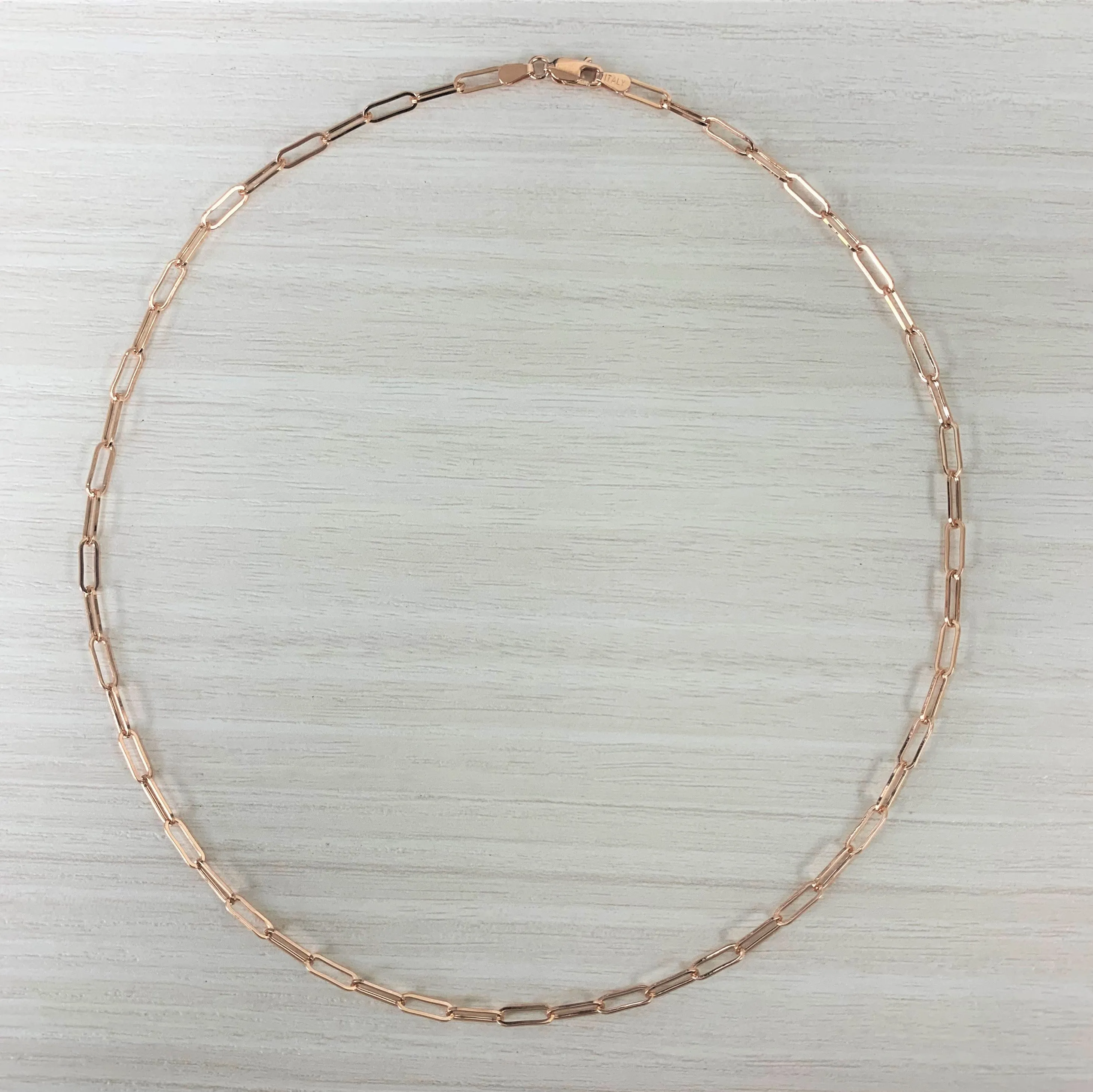 Paperclip Link Necklace in 14K Rose Gold