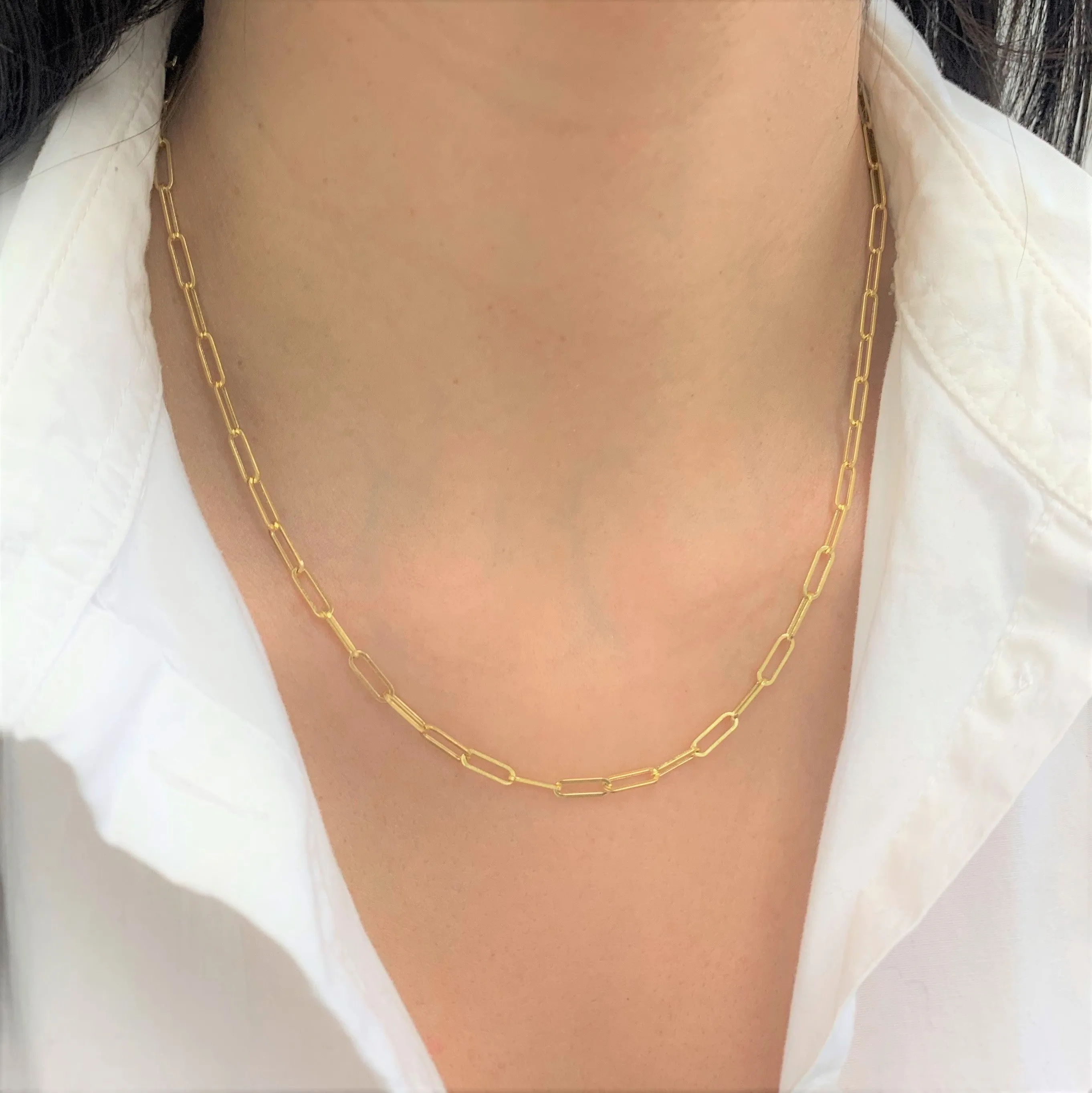 Paperclip Link Necklace in 14K Yellow Gold