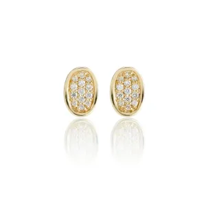 Pav Diamond Concave Oval Earrings