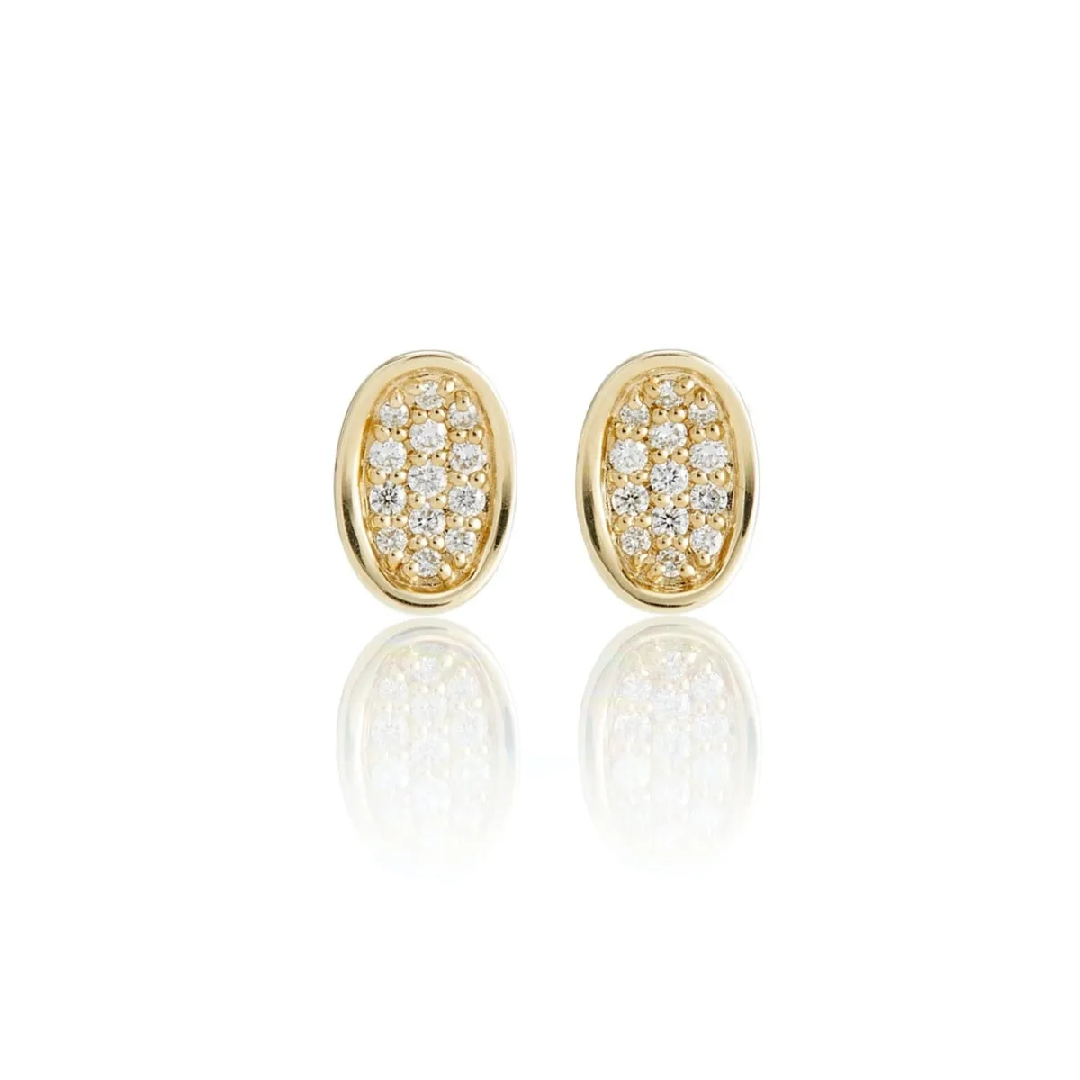 Pav Diamond Concave Oval Earrings