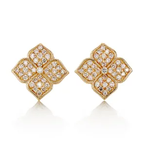 Pav Diamond Floral Earrings