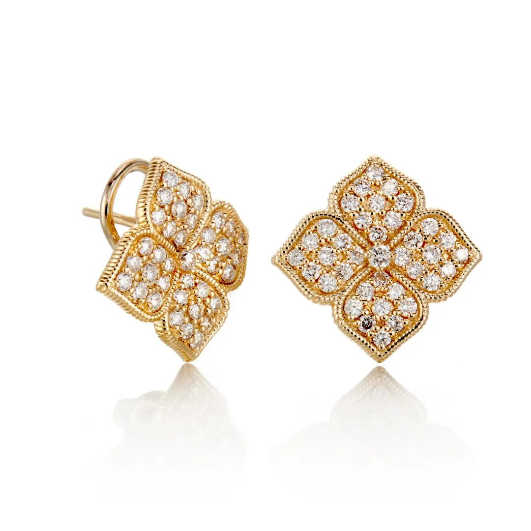 Pav Diamond Floral Earrings