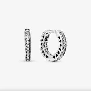 Pav Heart Hoop Earrings