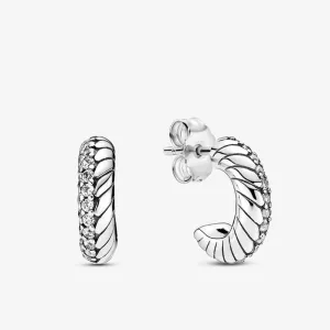 Pave Snake Chain Pattern Mini Hoop