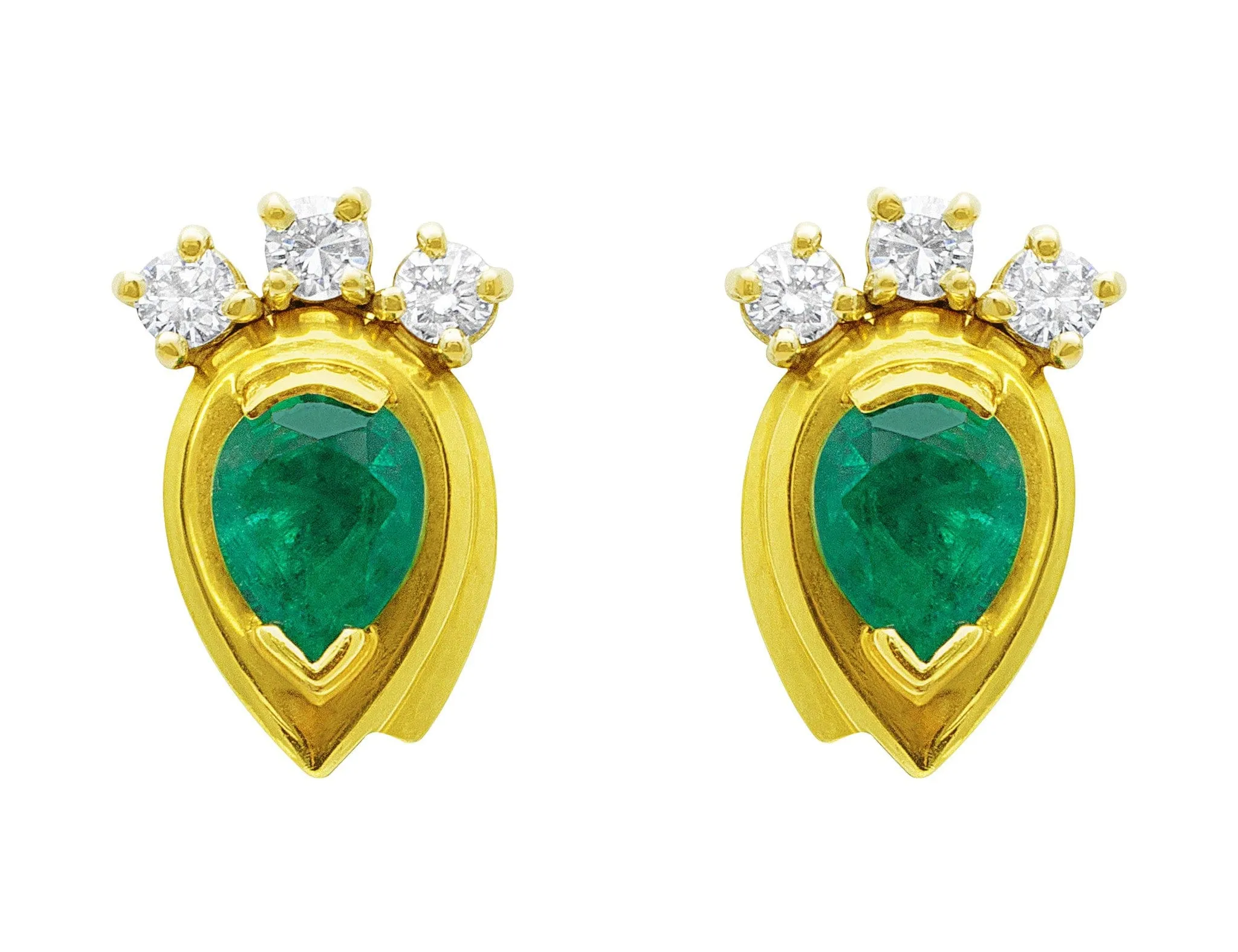Pear Shaped Emerald and Diamond Earrings