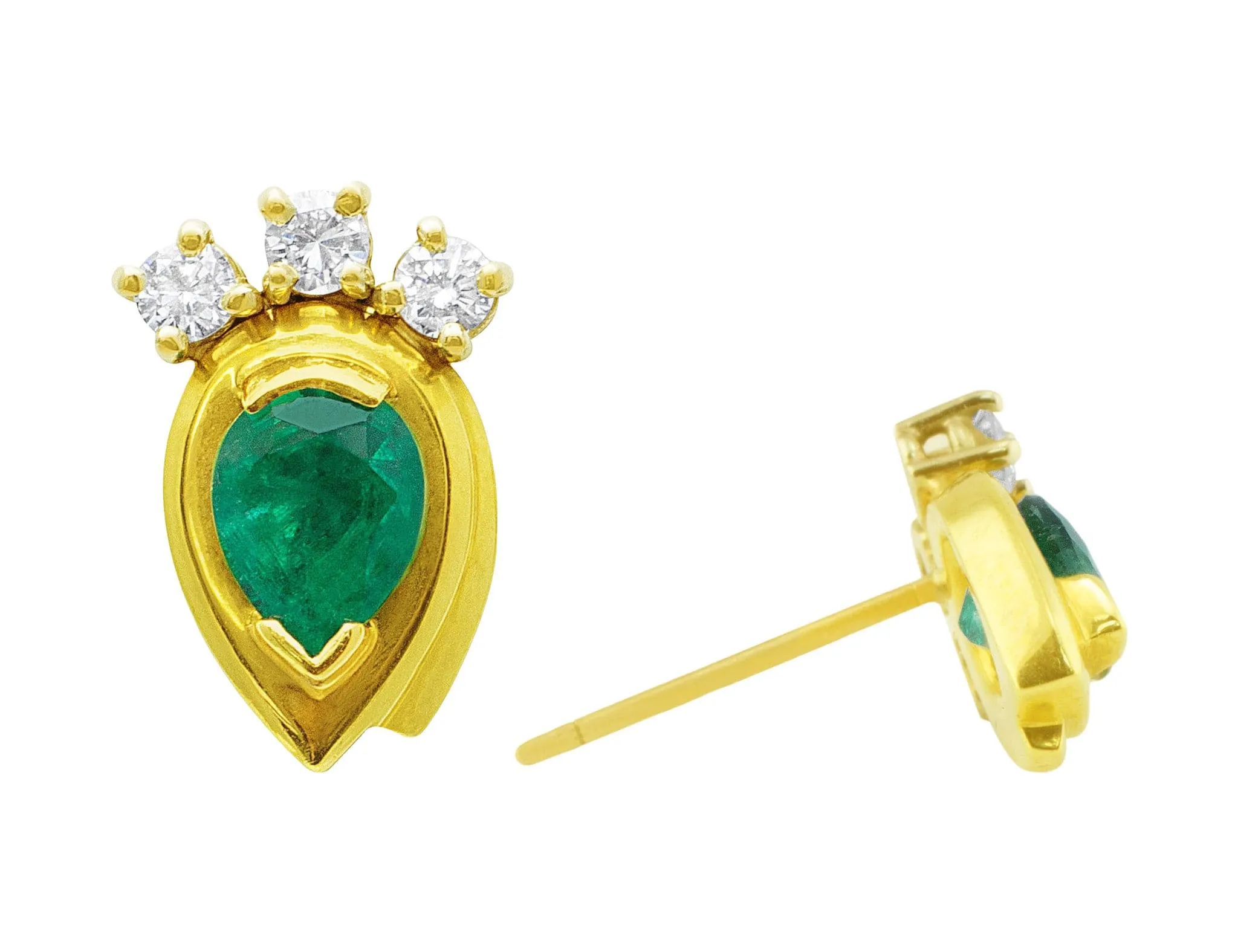 Pear Shaped Emerald and Diamond Earrings