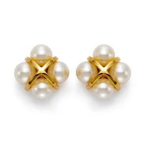 Pearl & Gold Cross Earrings