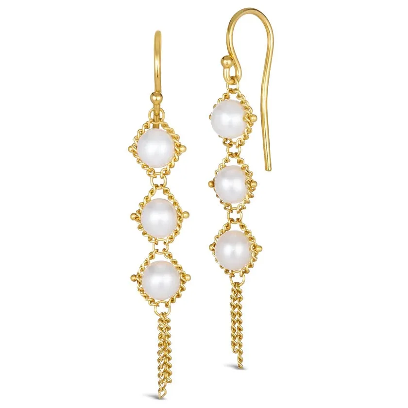 Pearl Textile Trio Earrings
