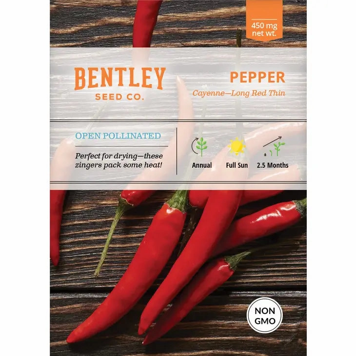 Pepper, Long Red Cayenne Seed Packets floating plant shelf  