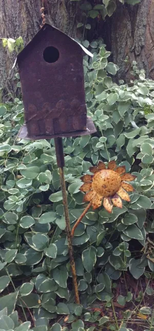 Pickett Fence Birdhouse with Flower Stake decorative plants  