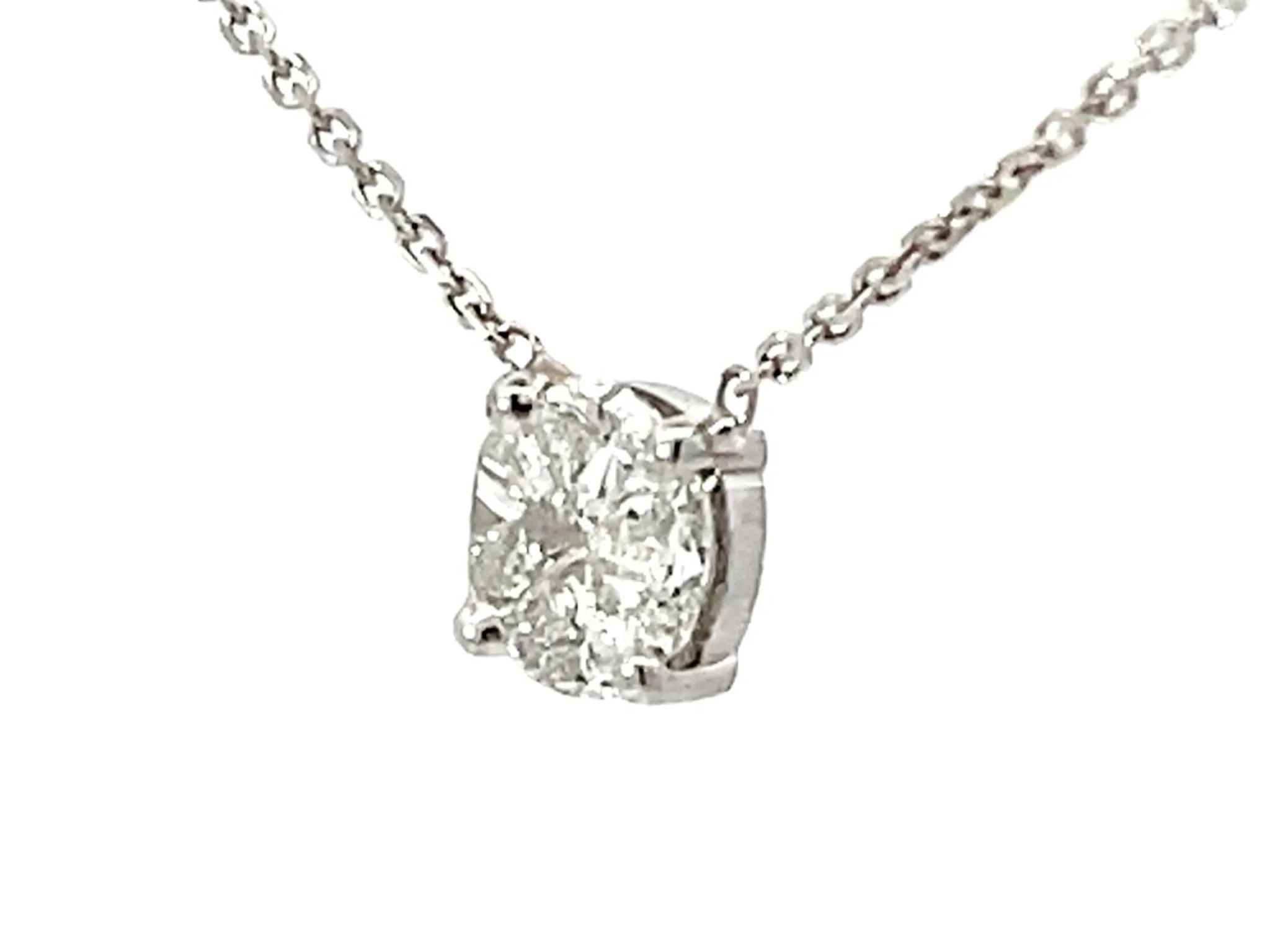 Piecut Diamond Necklace Solid 18k White Gold