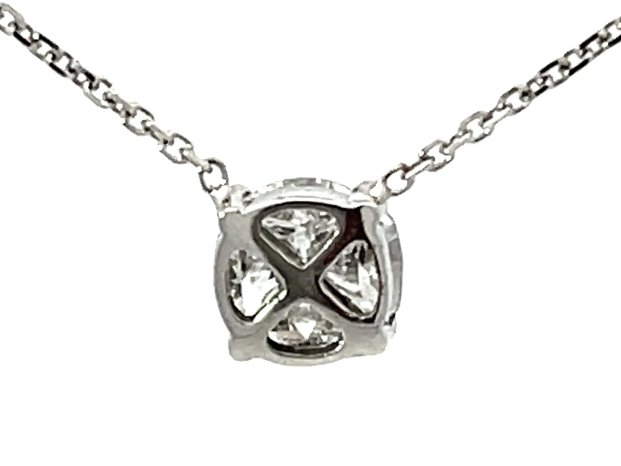 Piecut Diamond Necklace Solid 18k White Gold