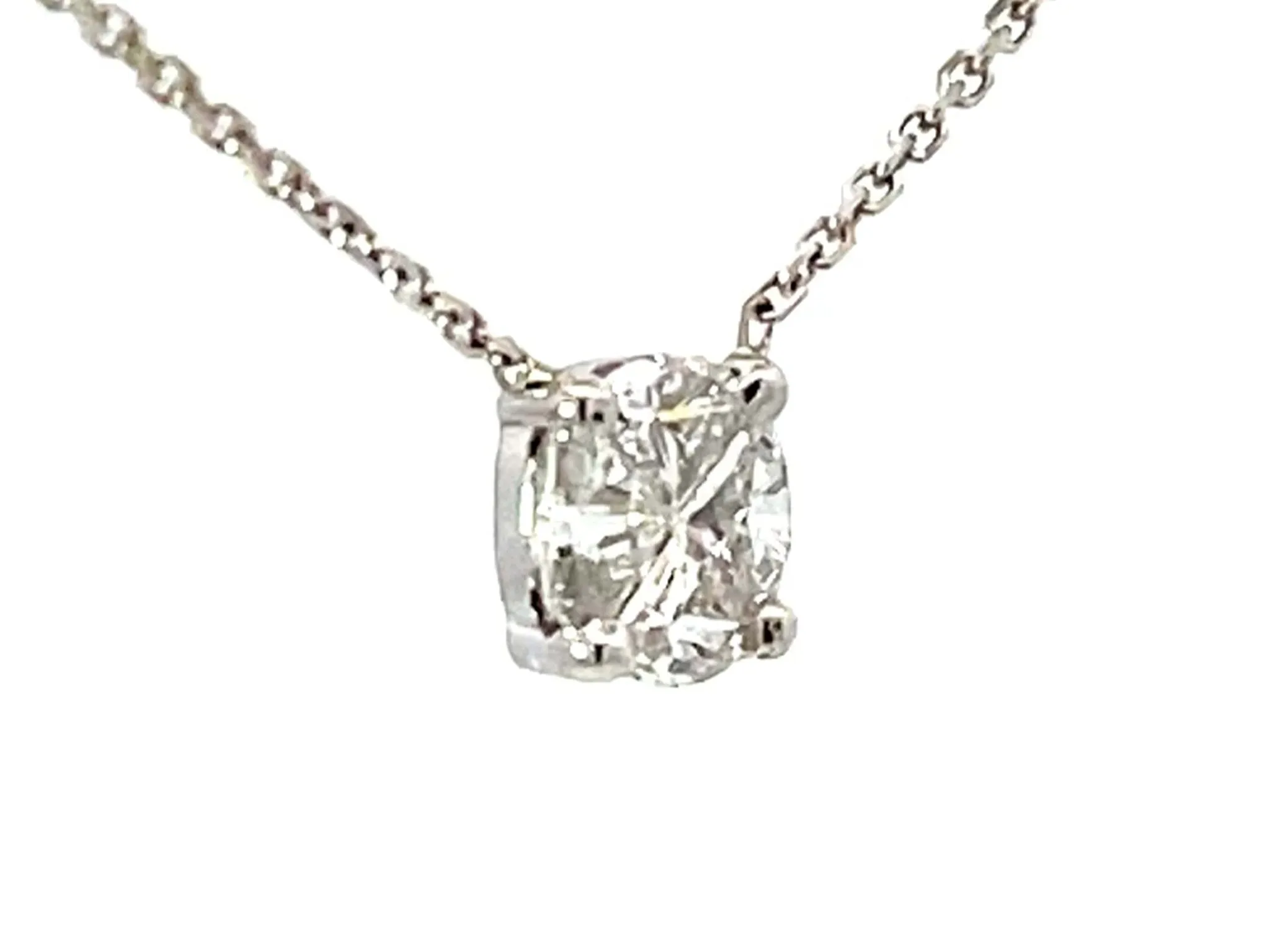 Piecut Diamond Necklace Solid 18k White Gold