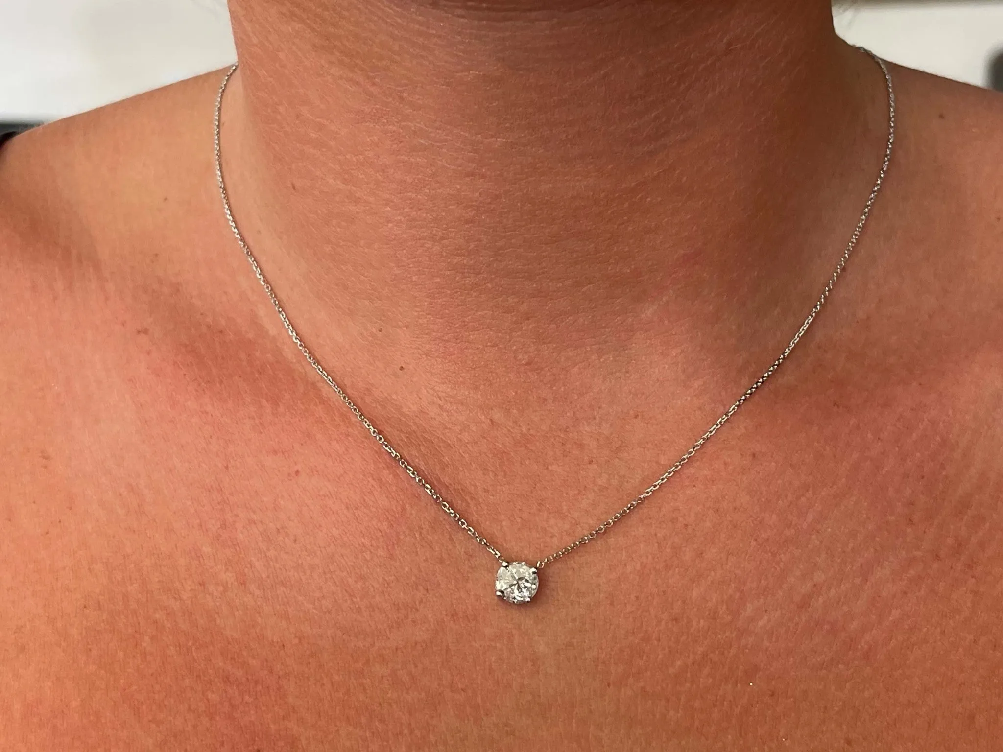 Piecut Diamond Necklace Solid 18k White Gold