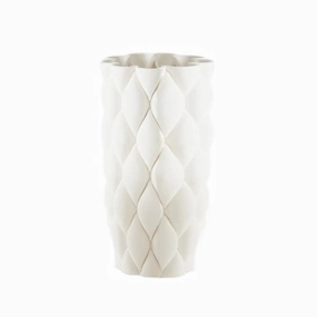 Pillowed - Printed Matte White Cylinder Vase mini ornamental plant  