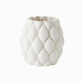 Pillowed - Printed Matte White Large Vase mini ornamental plant  