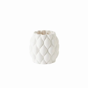 Pillowed - Printed Matte White Small Vase mini ornamental plant  