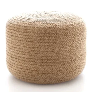 Pine Cone Hill Braided Natural Indoor/Outdoor Pouf dried flowers  