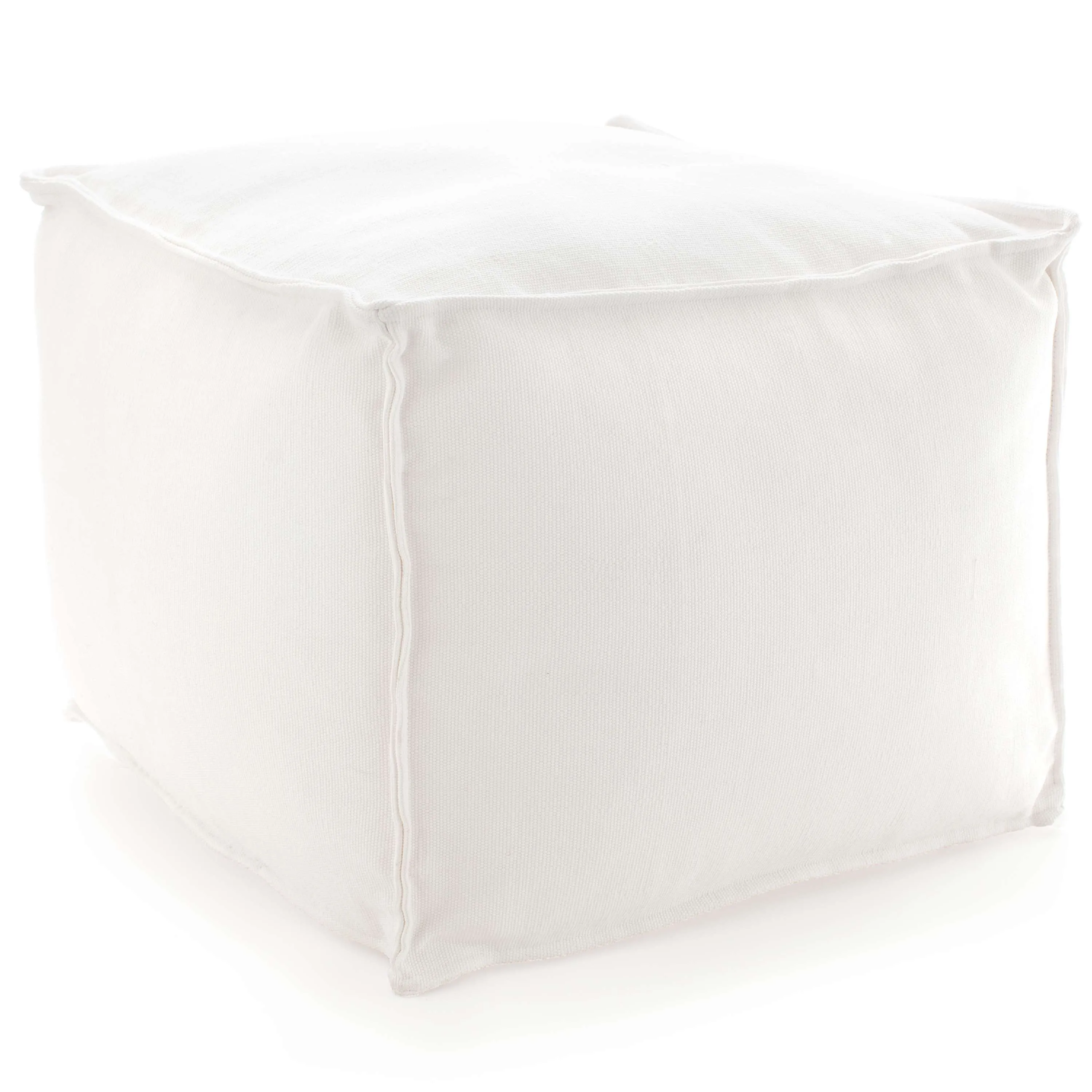Pine Cone Hill Solid White Indoor/Outdoor Pouf dried flowers  