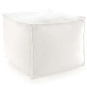 Pine Cone Hill Solid White Indoor/Outdoor Pouf dried flowers  