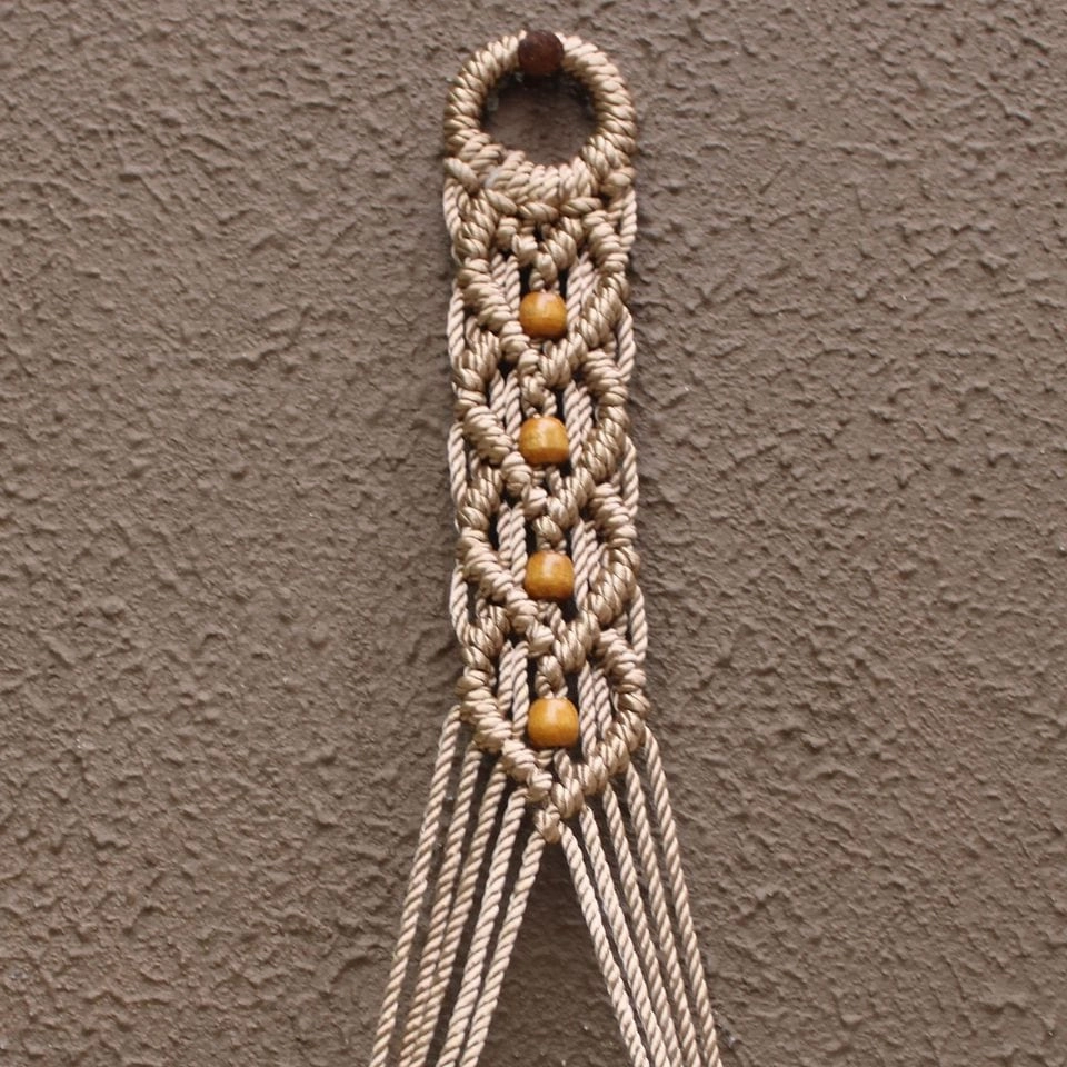 Pine Heart Brown Macrame Rope with Beads Wall Hanging Shelf