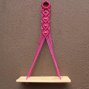 Pine Heart Pink Macrame Rope with Beads Wall Hanging Shelf cactus succulent plant  