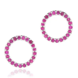 Pink Sapphire Open Circle Earrings