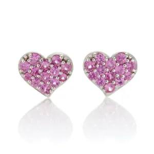 Pink Sapphire Pav Heart Earrings