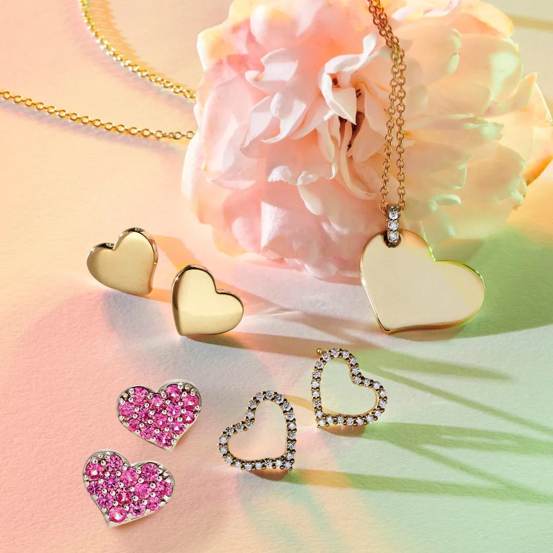 Pink Sapphire Pav Heart Earrings