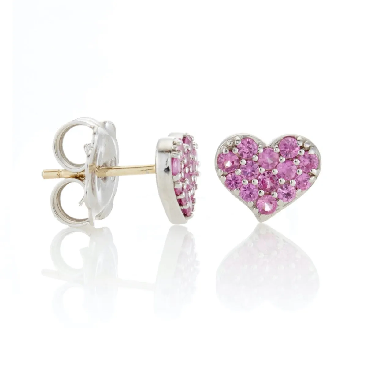 Pink Sapphire Pav Heart Earrings