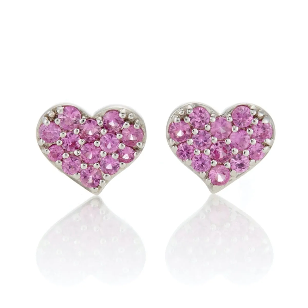 Pink Sapphire Pav Heart Earrings