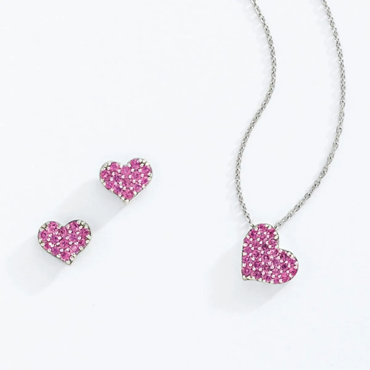 Pink Sapphire Pav Heart Earrings