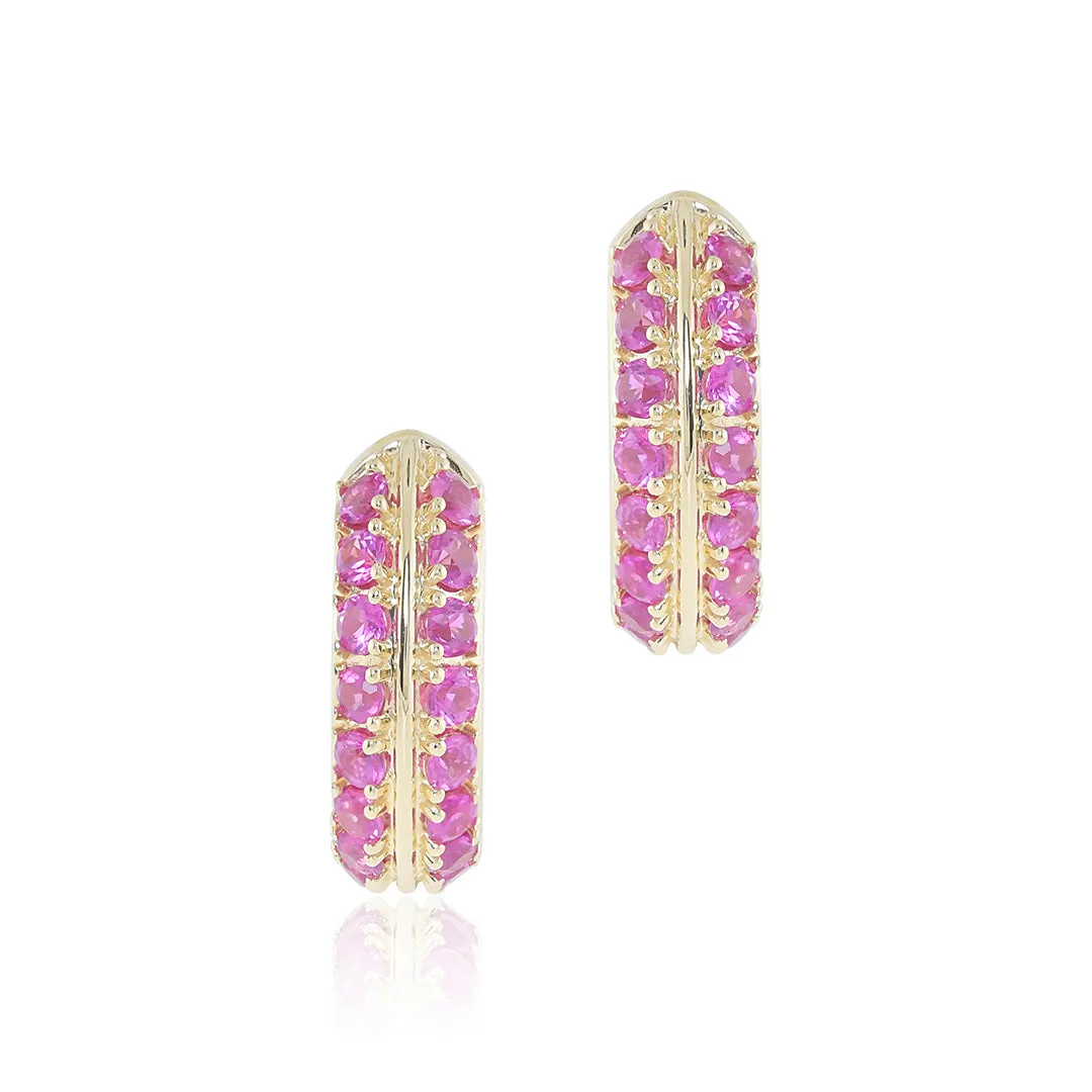 Pink Sapphire Wide Hoop Earrings