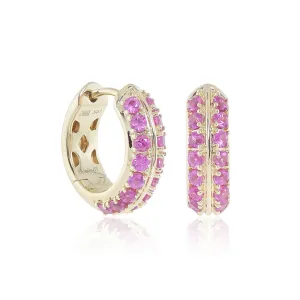Pink Sapphire Wide Hoop Earrings