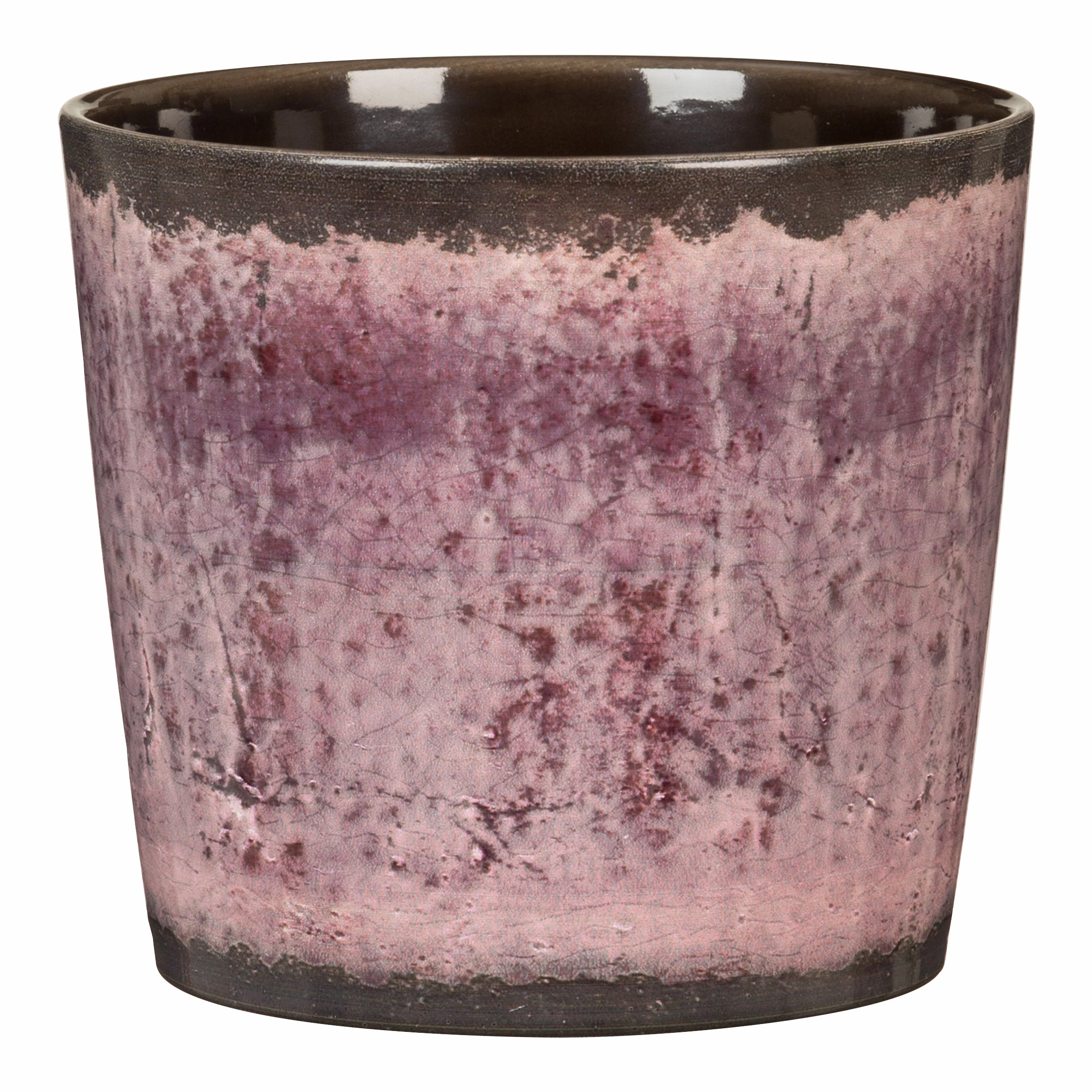 Pink Indoor Ceramic Cover Pot Malva Glaze (870) tall green plant  