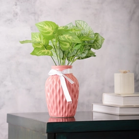 Pink WaveCera Vase outdoor greenery  