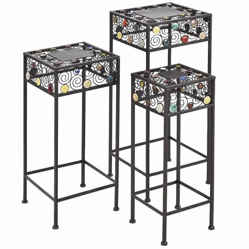 Plant Stand: 3 Pieces Square Decor Metal Plant Stand