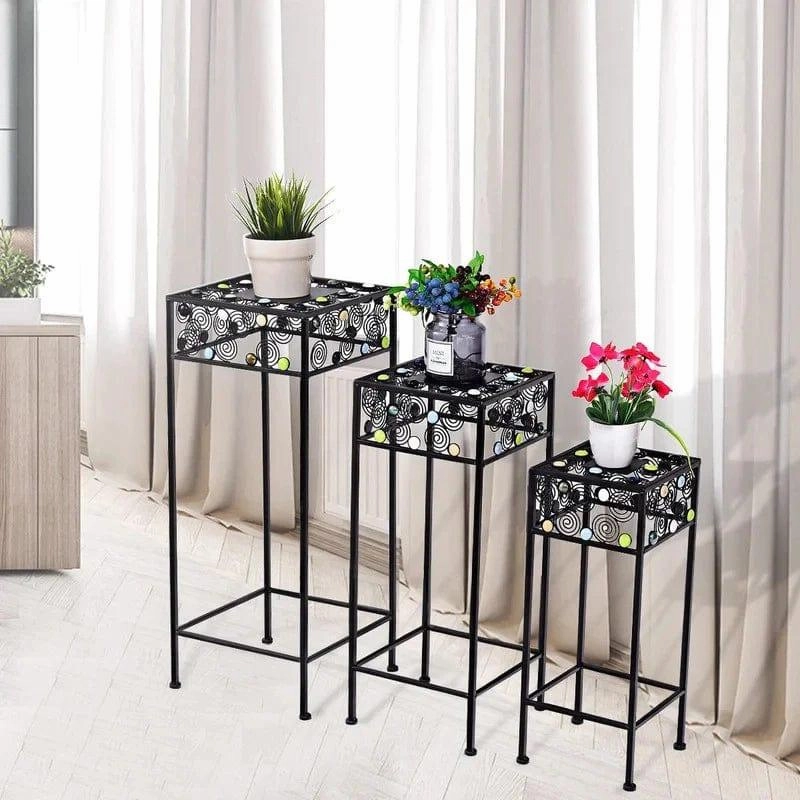 Plant Stand: 3 Pieces Square Decor Metal Plant Stand
