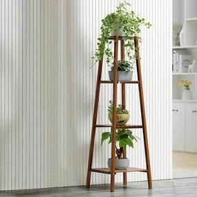 Plant Stand: 4-Tier bamboo Plant Stand cactus succulent plant  