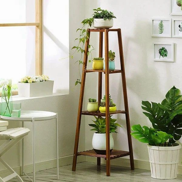 Plant Stand: 4-Tier bamboo Plant Stand
