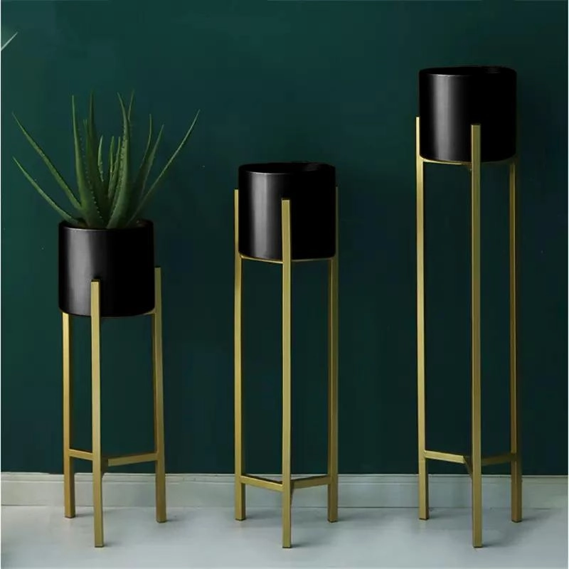 Plant Stand | 3 pcs Modern Planters for Indoor Plants | Metal Floor Planter Set with Foldable Stand (Pack of 3)