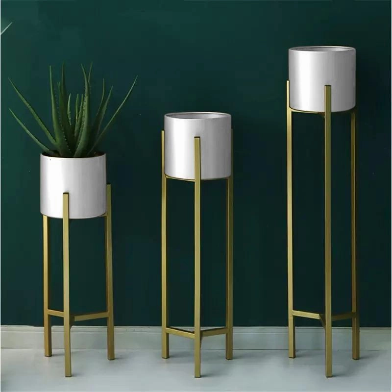 Plant Stand | 3 pcs Modern Planters for Indoor Plants | Metal Floor Planter Set with Foldable Stand (Pack of 3) cactus succulent plant  