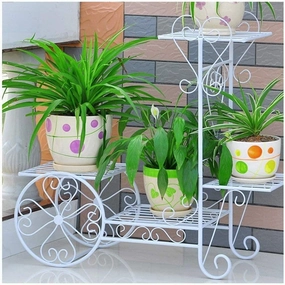Plant Stand Flower Trolley Rack Display Metal Indoor Flower Pot Shelf Garden Flower Pot Holder Flower Shelf cactus succulent plant  