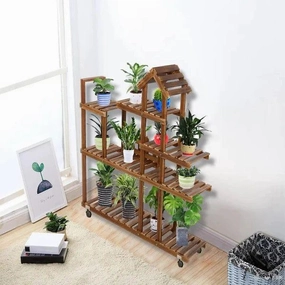 Plant Stand: Free Form Multi-Tiered Solid Wood Plant Stand cactus succulent plant  