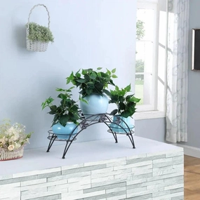 Plant Stand: Modern Round Multi-Tiered Plant Stand cactus succulent plant  